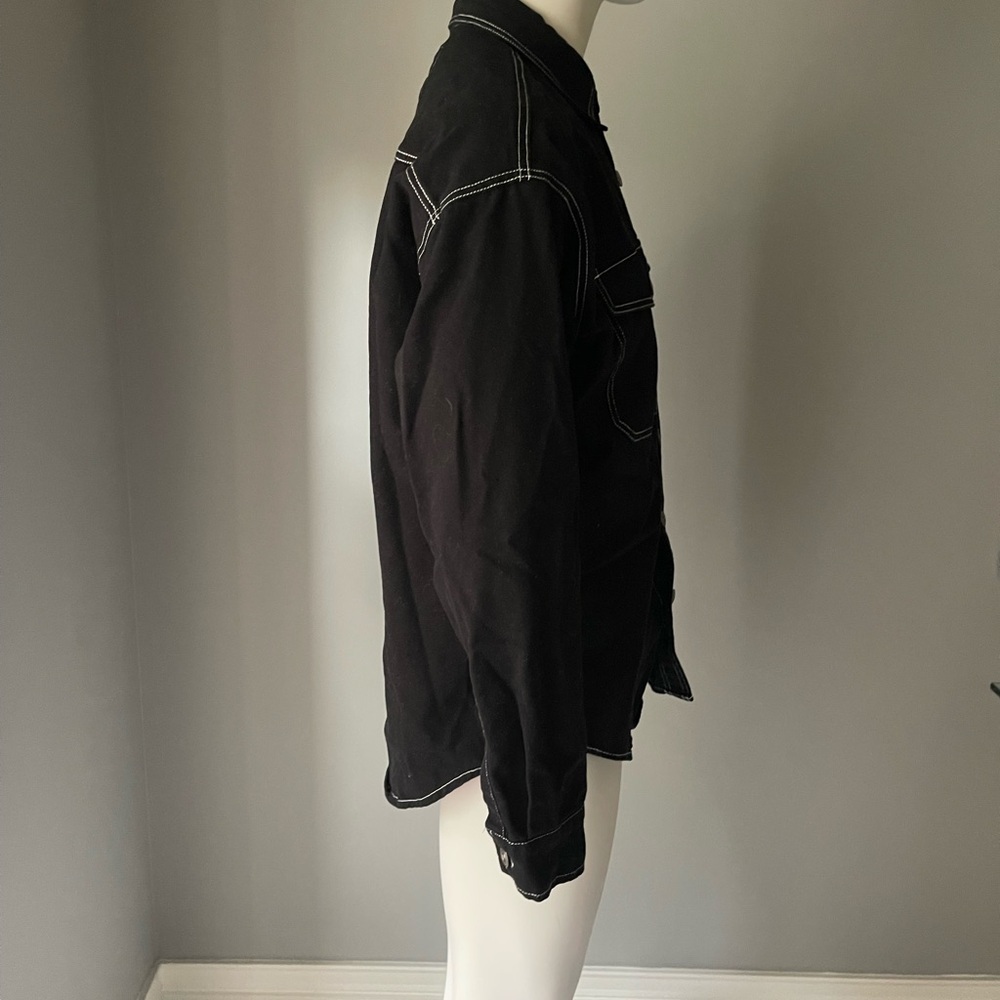Forever 21 Men's Black Shirt Jean Jacket with Contrast Stitching - Picture 5 of 7